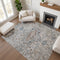 9' X 12' Ivory And Blue Oriental Washable Area Rug With UV Protection