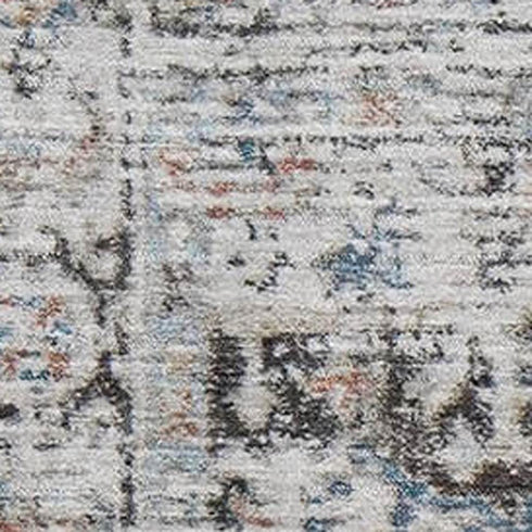 9' X 12' Ivory And Blue Oriental Washable Area Rug With UV Protection