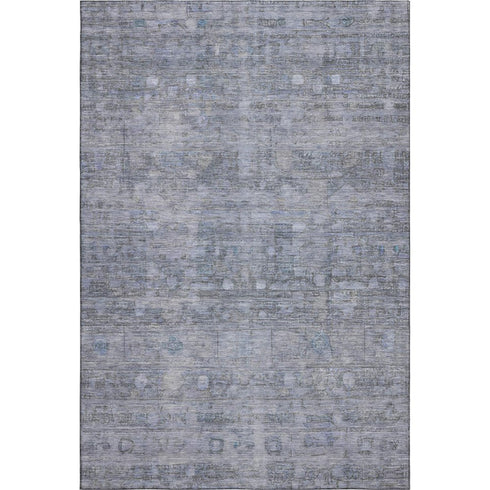 5' X 8' Blue And Gray Geometric Washable Area Rug With UV Protection