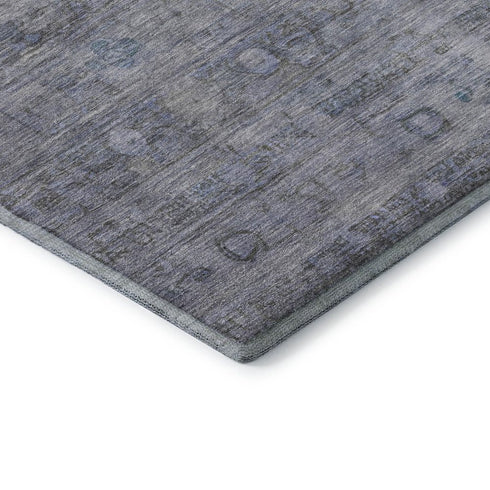 5' X 8' Blue And Gray Geometric Washable Area Rug With UV Protection