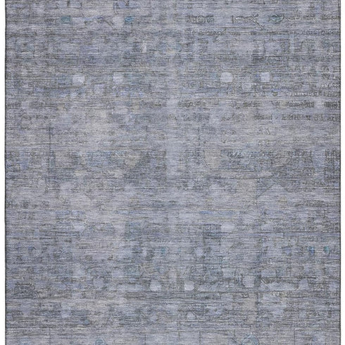 5' X 8' Blue And Gray Geometric Washable Area Rug With UV Protection
