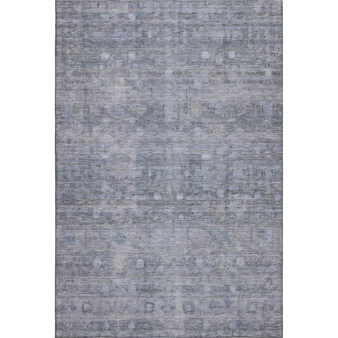 8' X 10' Blue And Gray Geometric Washable Area Rug With UV Protection
