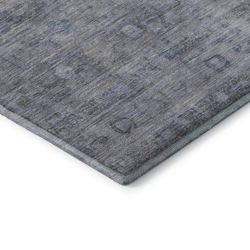 8' X 10' Blue And Gray Geometric Washable Area Rug With UV Protection
