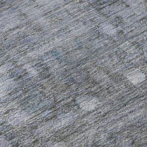 8' X 10' Blue And Gray Geometric Washable Area Rug With UV Protection