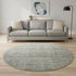 8' Taupe And Beige Geometric Washable Round Rug With UV Protection