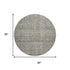 8' Taupe And Beige Geometric Washable Round Rug With UV Protection
