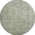 8' Sage And Gray Oriental Washable Round Rug With UV Protection