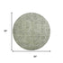 8' Sage And Gray Oriental Washable Round Rug With UV Protection