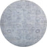 8' Sky Blue And Gray Oriental Washable Round Rug With UV Protection