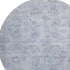 8' Sky Blue And Gray Oriental Washable Round Rug With UV Protection