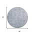 8' Sky Blue And Gray Oriental Washable Round Rug With UV Protection