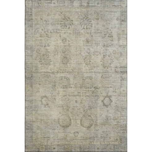 8' X 10' Taupe And Beige Oriental Washable Area Rug With UV Protection