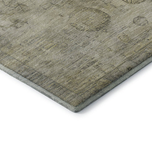8' X 10' Taupe And Beige Oriental Washable Area Rug With UV Protection
