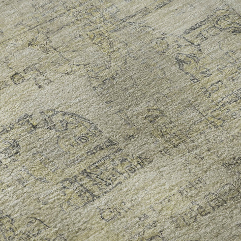 8' X 10' Taupe And Beige Oriental Washable Area Rug With UV Protection