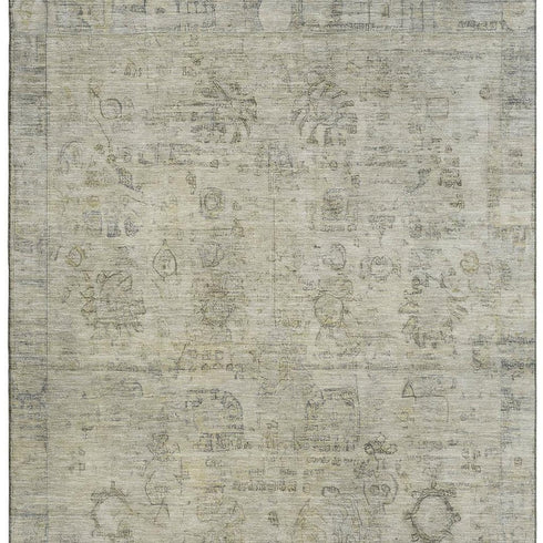 8' X 10' Taupe And Beige Oriental Washable Area Rug With UV Protection