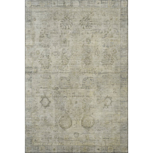 8' X 10' Taupe And Beige Oriental Washable Area Rug With UV Protection