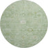 8' Artichoke Green And Ivory Damask Washable Round Rug With UV Protection