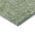 8' Artichoke Green And Ivory Damask Washable Round Rug With UV Protection