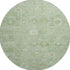 8' Artichoke Green And Ivory Damask Washable Round Rug With UV Protection