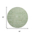 8' Artichoke Green And Ivory Damask Washable Round Rug With UV Protection