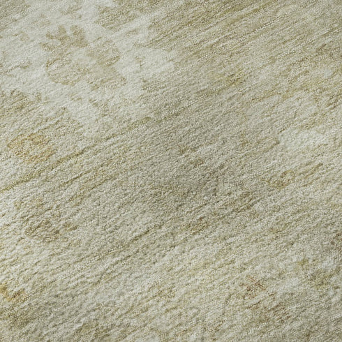 8' X 10' Beige And Ivory Damask Washable Area Rug With UV Protection
