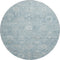 8' Blue And Ivory Damask Washable Round Rug With UV Protection