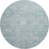 8' Blue And Ivory Damask Washable Round Rug With UV Protection