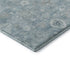 8' Blue And Ivory Damask Washable Round Rug With UV Protection