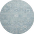 8' Blue And Ivory Damask Washable Round Rug With UV Protection