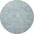8' Blue And Ivory Damask Washable Round Rug With UV Protection