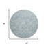 8' Blue And Ivory Damask Washable Round Rug With UV Protection