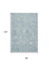8' X 10' Blue And Ivory Damask Washable Area Rug With UV Protection