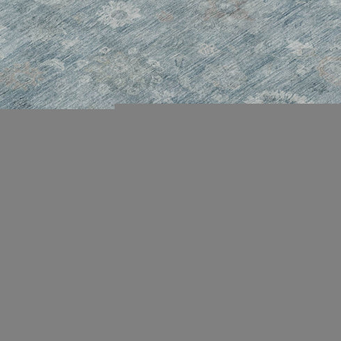 8' X 10' Blue And Ivory Damask Washable Area Rug With UV Protection