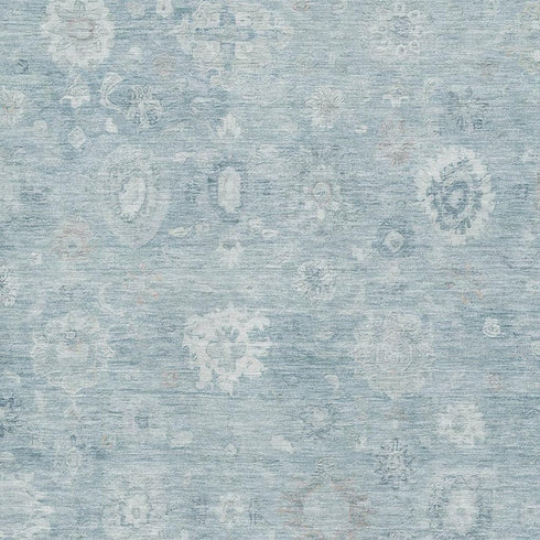 8' X 10' Blue And Ivory Damask Washable Area Rug With UV Protection