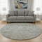 8' Gray Gold And Ivory Damask Washable Round Rug With UV Protection