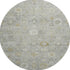 8' Gray Gold And Ivory Damask Washable Round Rug With UV Protection