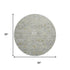 8' Gray Gold And Ivory Damask Washable Round Rug With UV Protection