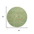 8' Lime Green Pink And Teal Damask Washable Round Rug With UV Protection