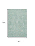 8' X 10' Teal And Ivory Damask Washable Area Rug With UV Protection