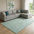 8' X 10' Teal And Ivory Damask Washable Area Rug With UV Protection