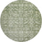8' Artichoke Green And Ivory Oriental Washable Round Rug With UV Protection