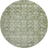 8' Artichoke Green And Ivory Oriental Washable Round Rug With UV Protection