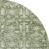 8' Artichoke Green And Ivory Oriental Washable Round Rug With UV Protection