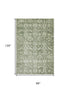8' X 10' Artichoke Green And Ivory Oriental Washable Area Rug With UV Protection