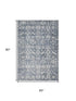 5' X 8' Blue And Ivory Oriental Washable Area Rug With UV Protection