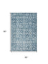 5' X 8' Denim Blue And Ivory Oriental Washable Area Rug With UV Protection