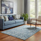 5' X 8' Denim Blue And Ivory Oriental Washable Area Rug With UV Protection