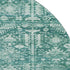 8' Teal And Ivory Oriental Washable Round Rug With UV Protection