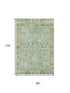 8' X 10' Artichoke Green And Ivory Oriental Washable Area Rug With UV Protection
