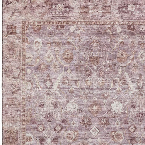5' X 8' Blush And Ivory Oriental Washable Area Rug With UV Protection